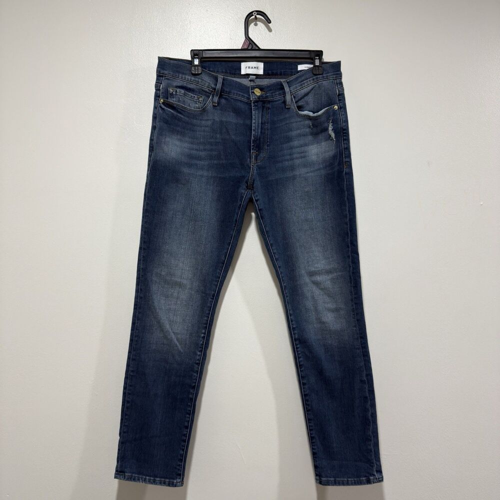 FRAME Le Garcon Crop Mid Rise Straight‎ Leg Distressed Jeans Women's Size 30